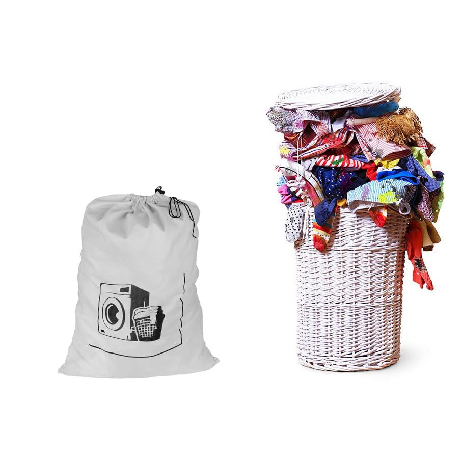 Maishijie 2 Pack Laundry Bag (White