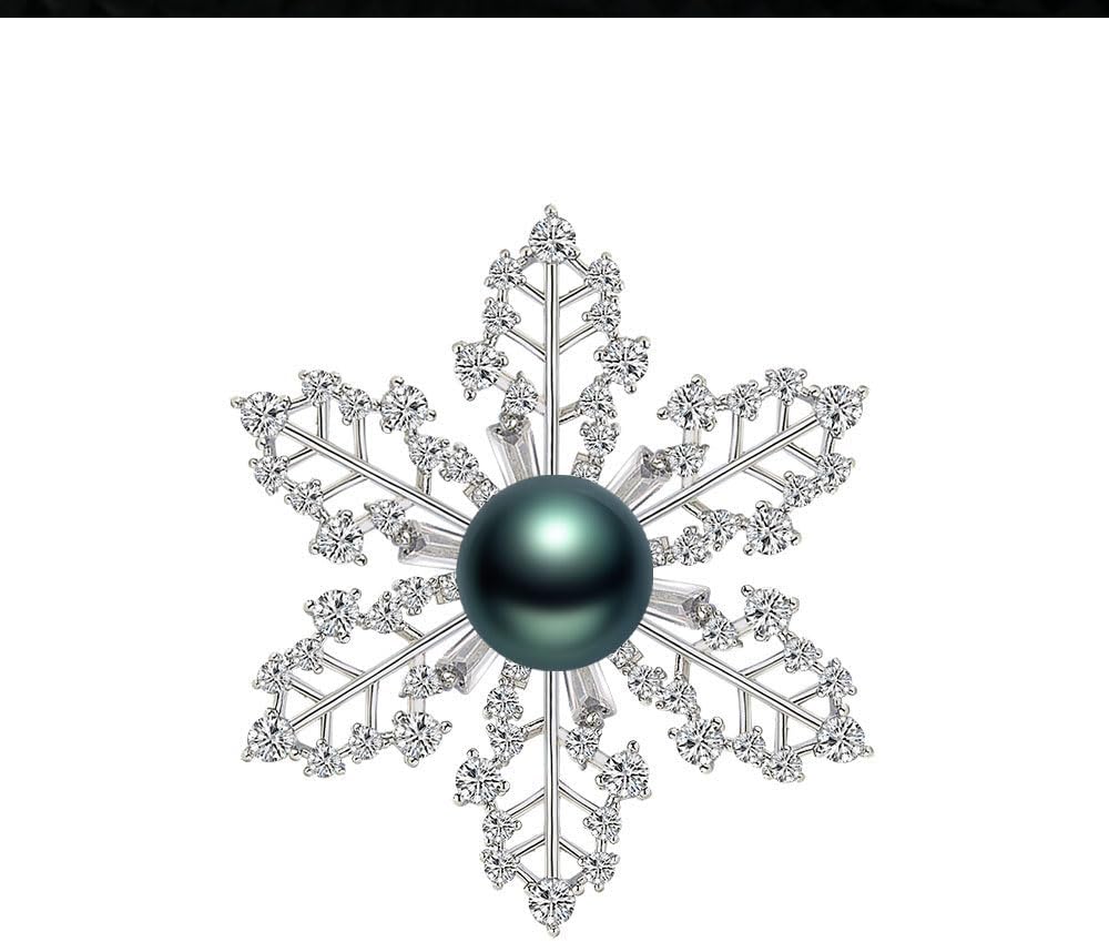 Black Tahiti Pearl Brooch Broches Jewelry For Women Fashion Christmas Gifts Wife Mom Girlfriend, Anniversary Birthday Fine Jewelry Gifts for Her