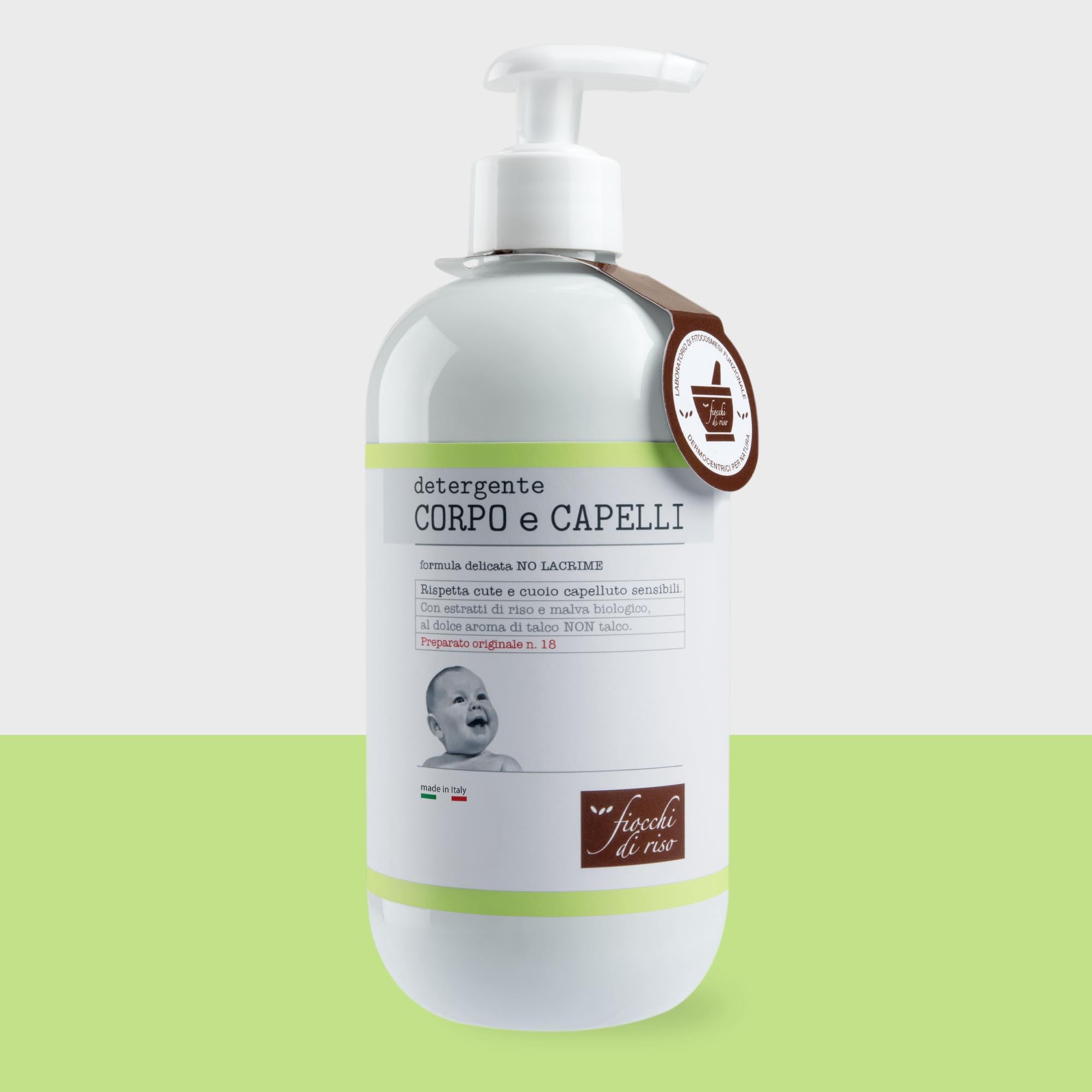 Fiocchi di Riso - Detergente CORPO e CAPELLI TALCO - 400ml - DETERGENZA NEONATI - Rispetta cute e cuoio capelluto sensibili. Pack riciclato
