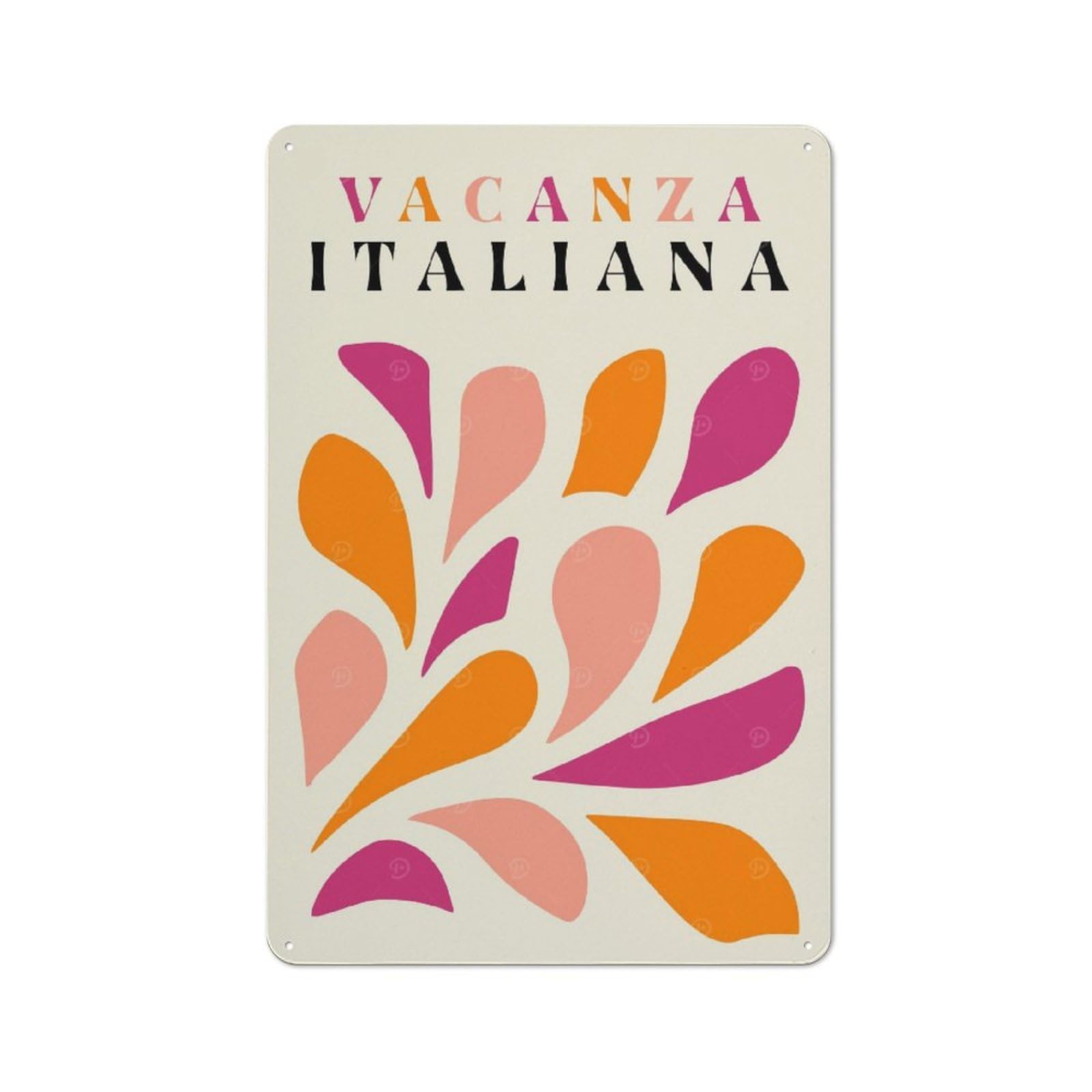 Junmoney Style-17 Vintage Cut Out Vacanza Italiana Tin Sign 30X20cm, Home Bar Decor For Diner, Restaurant, Shed Or Kitchen, For Casual British Interiors