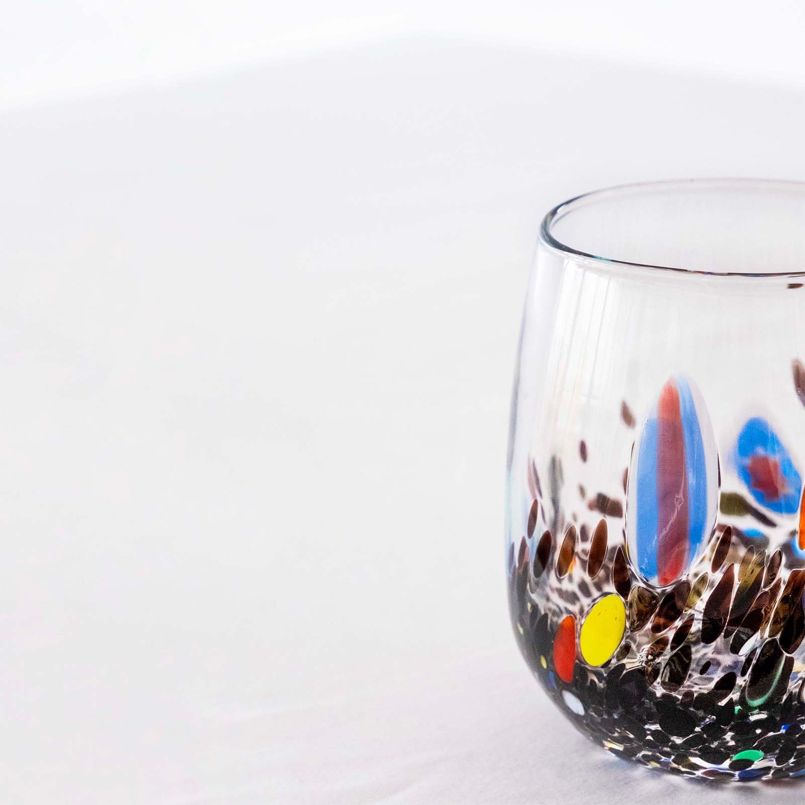 MurArt Bicchieri di Murano.Collezione DREAM. Set 6 Bicchieri da 350 ml.Alt 10,5CM.In Vetro soffiato, Lavorato a Mano artigianalmente. Made in Italy (Nero, Bicchiere 6Pz)