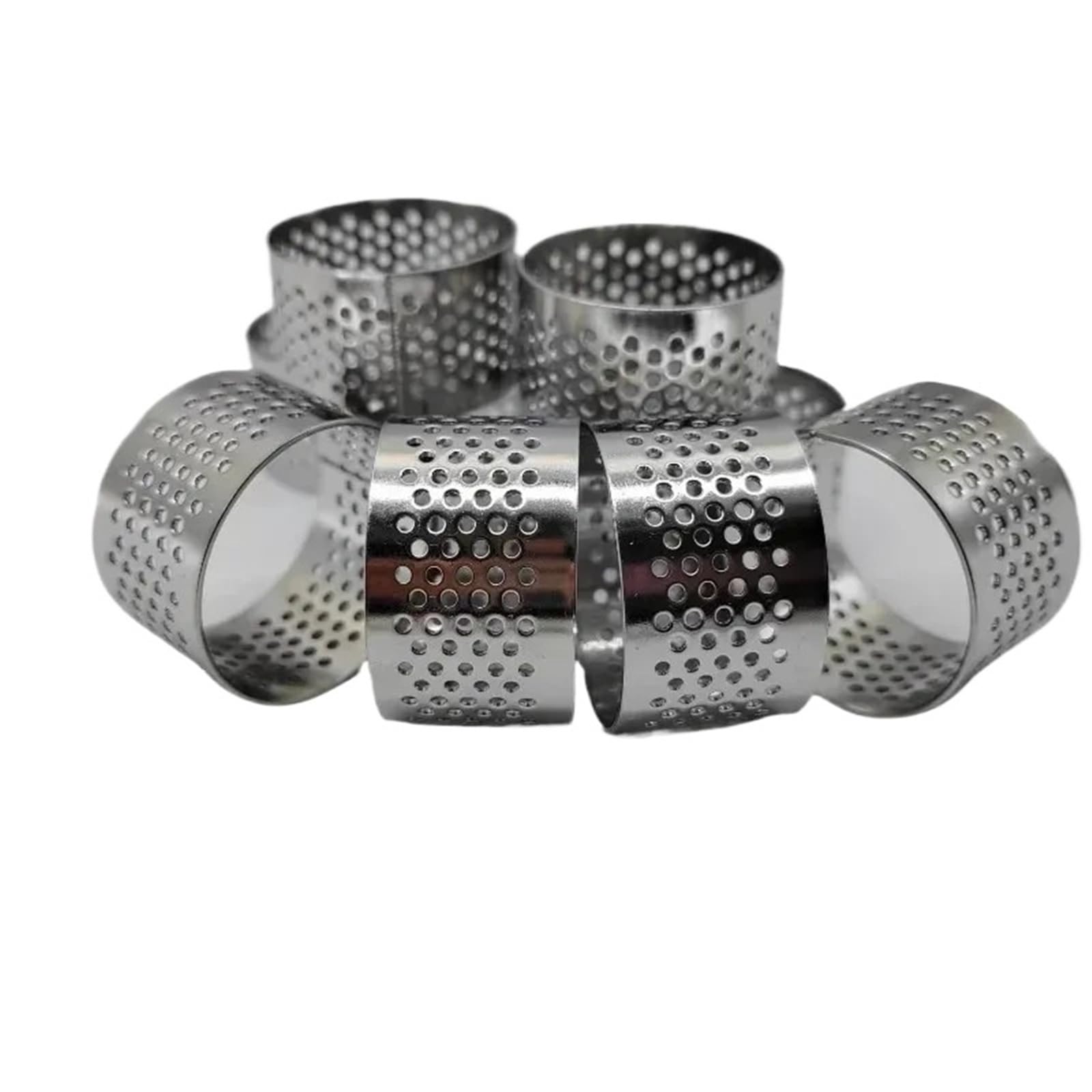10 Stück 4 cm perforierte Tortenringe | Nahtloser Quiche- und Keksausstecher aus Edelstahl, Kuchen- und Tortenbackzubehör