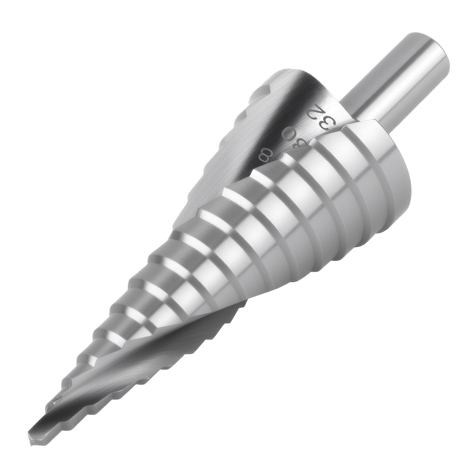 Broca Escalonada para Metal 4-32mm, Broca Cónica HSS Titanio con Vástago Triangular 10mm, 15 Pasos para Madera Plástico Aluminio Vaso