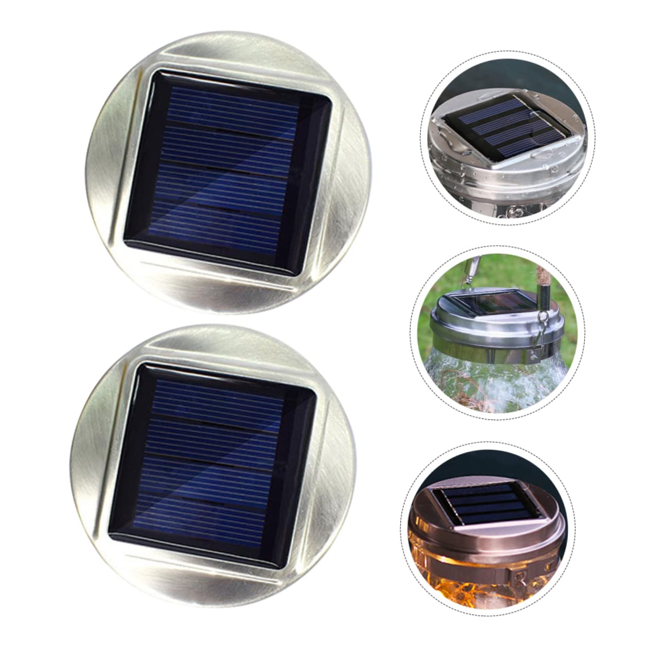 DOITOOL 2 Stück Solar Deckellampe aus Edelstahl mit Warmweißem LED Licht Solarbetrieben und Leicht für Selbstgemacht Bastelarbeiten und Gartenlaternen