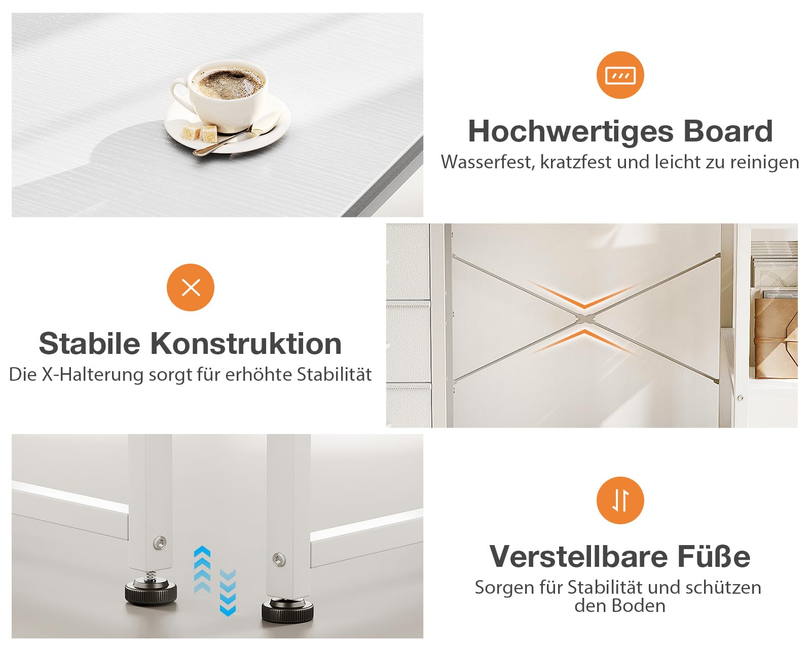 Coleshome Kleiner Schreibtisch mit 4 Schubladen, 100x40cm Schreibtisch mit Stauraum, Umkehrbarer Computertisch mit Regalen PC Tisch für Büro Arbeitszimmer Schlafzimmer, Weiß | Kleiner Schreibtisch mit wendbaren Regalen, Computertisch, kompakt, für Büro un