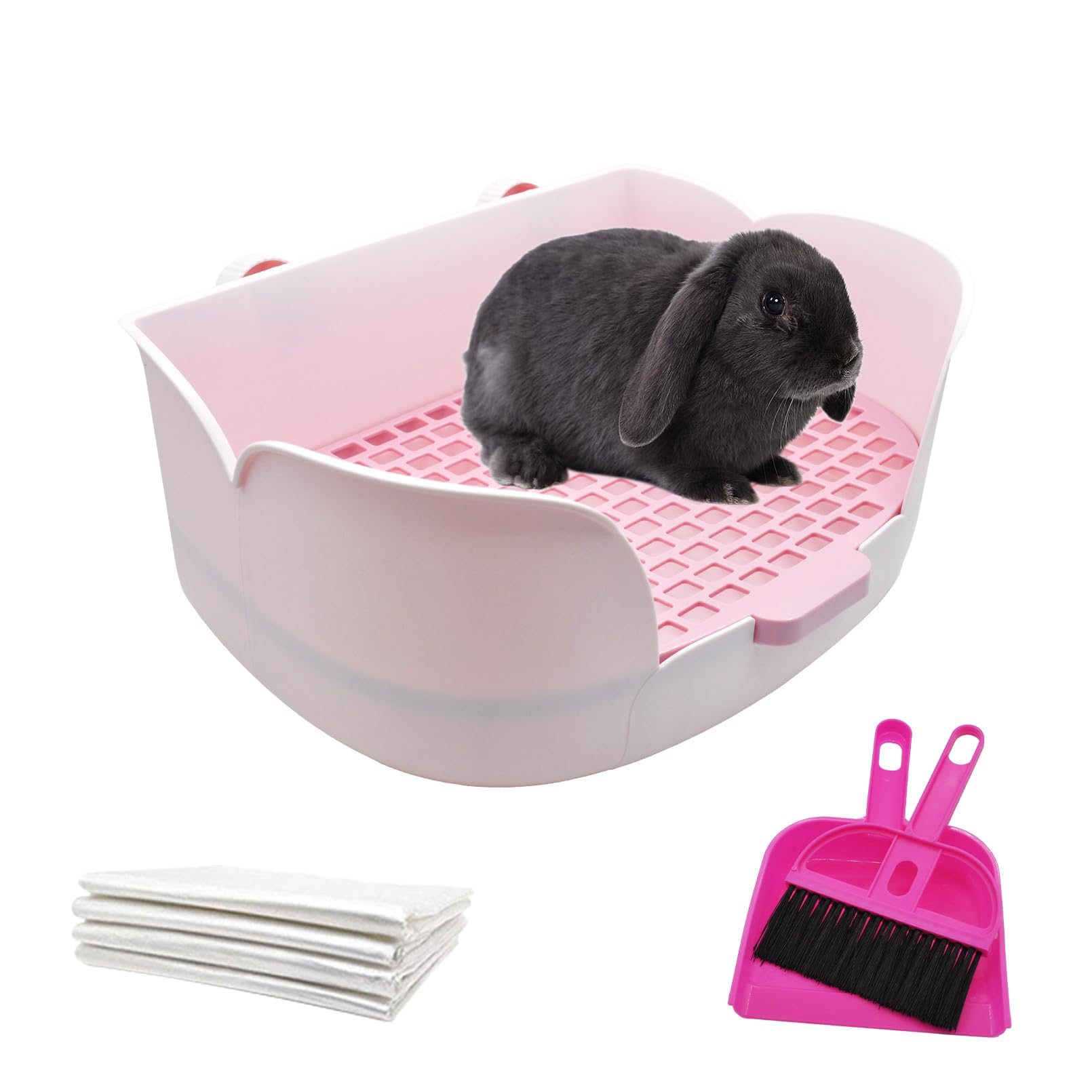 PINVNBY Rabbit Litter Box for Cage,Bunny Potty Box Corner Rabbits Litter Pan Trainer Toilet with Grate for Guinea Pig Hedgehog Chinchilla Ferret(Purple)