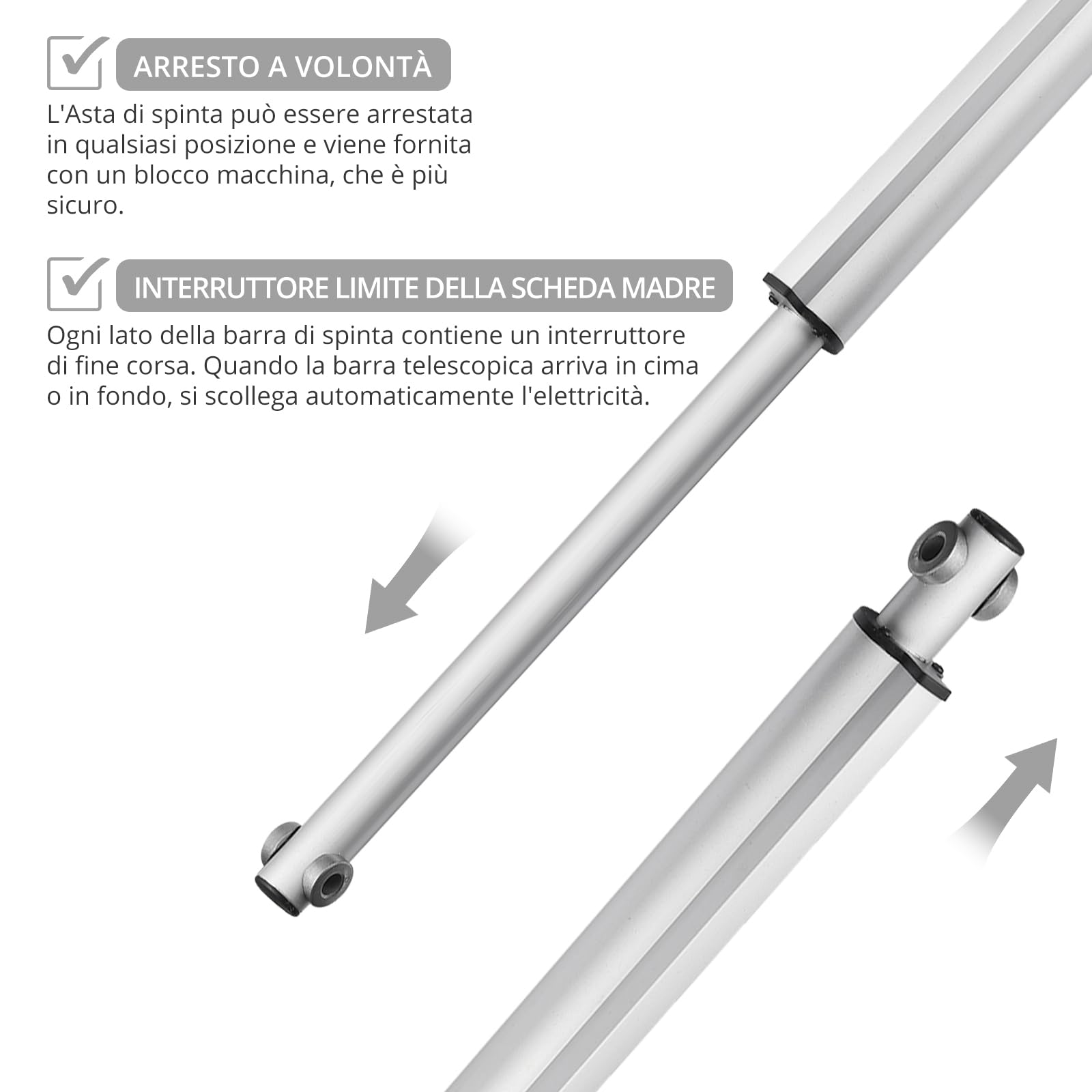 Justech Attuatore Lineare Motore Elettrico Multifunzione DC 24 V Massimo Sollevamento 6000N-500mm con Corsa Massima per Automobile Medica Apriporta Elettrici ECC