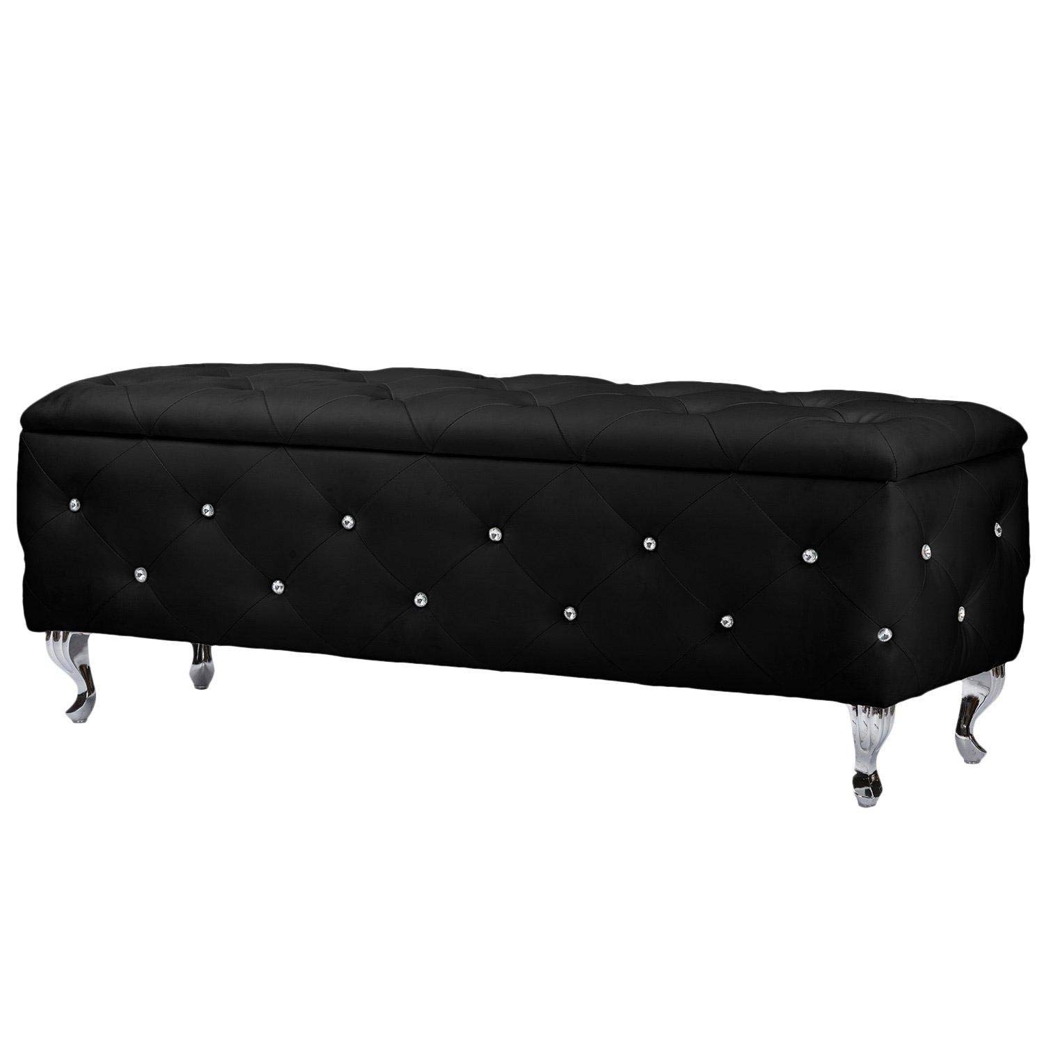 A to Z FurnitureStella Crystal Tufted Modern Storage Bench in Black Color
