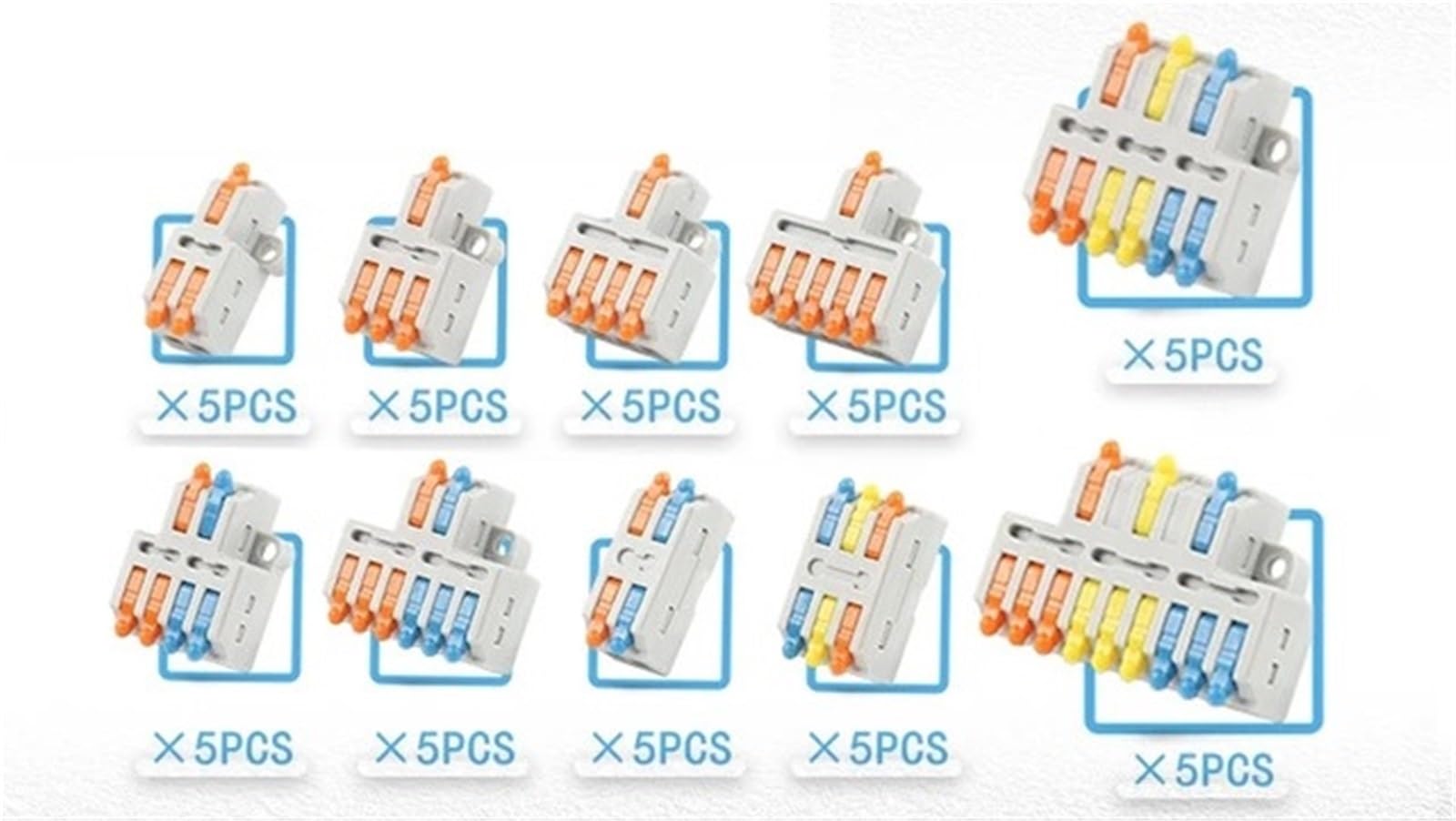 Kit de Conector de Cable Compacto Universal rápido, Empalme multicanal con Terminal de engarce de Palanca for Conector de Caja de Conexiones de luz LED(50PCS No Box)