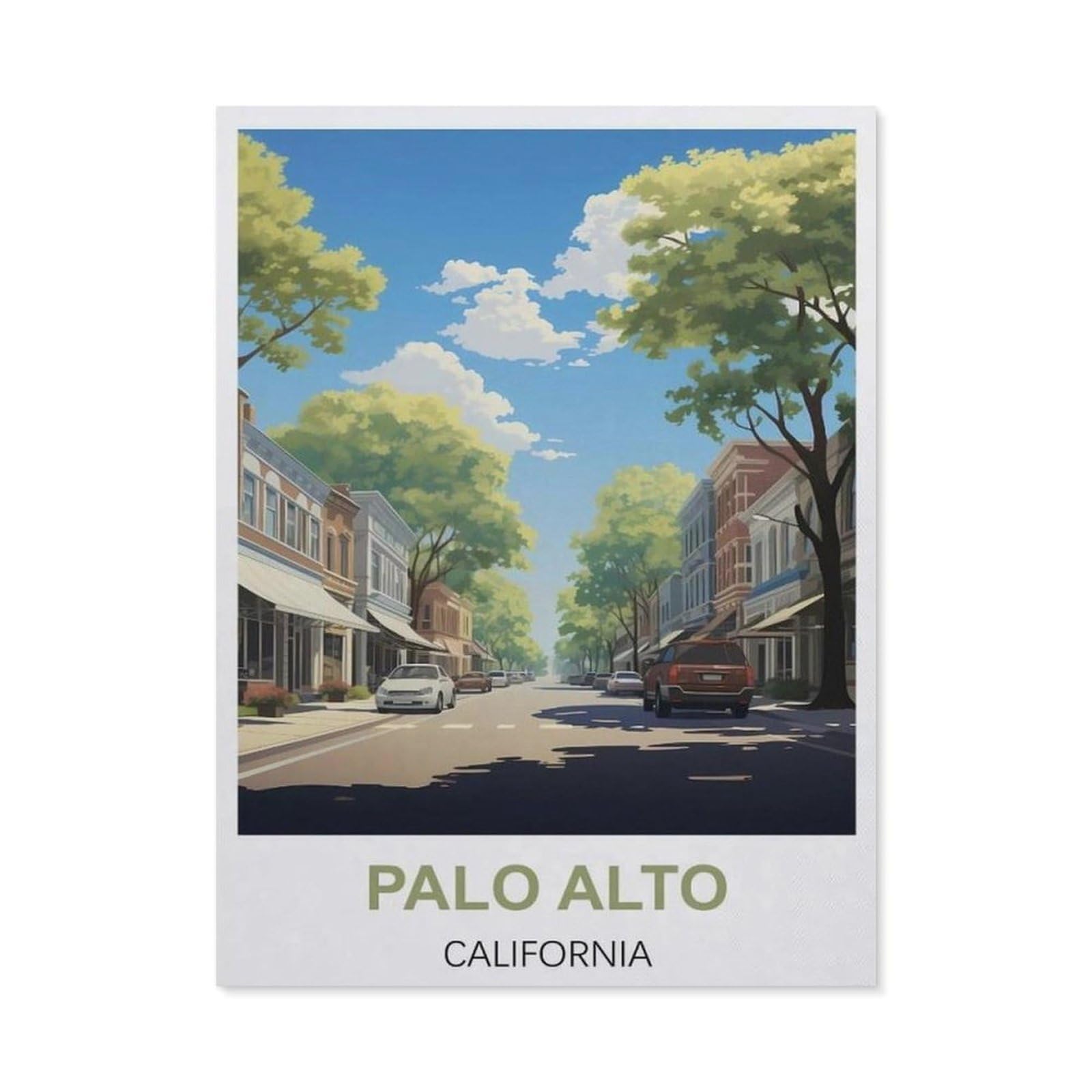 BEAYODKP DIY 5D Diamond Painting，Palo Alto California Vintage Travel Posters，Round Diamond, Used for Room Decoration（40 x 50 cm/15.74 x 19.68 inches）-CA79