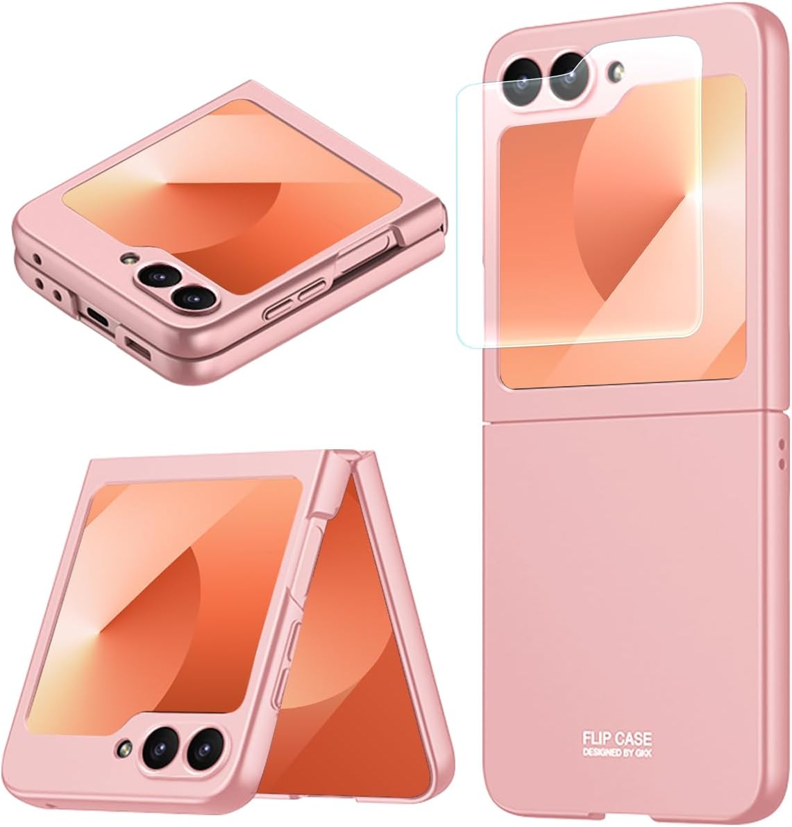 Coque galaxy z flip 6 – Miimall Coque pour Samsung Galaxy Z Flip 6, ultra fine, anti-rayures, résistante aux chocs, avec protection d&rsquo;écran pour Samsung Galaxy Z Flip 6 (Rose)