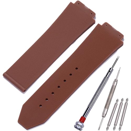 25mm x 19mm Replacement Rubber Strap Compatible with Hublot Big Bang Silicone Watch Band Sports waterproof Linear texture bracelet