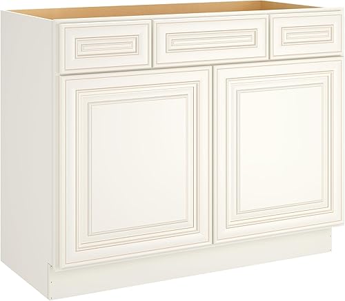 ROOMTEC Armario con base de cajón de lavabo de baño montado de 42 pulgadas, almacenamiento de fregadero individual de gran capacidad con puertas de