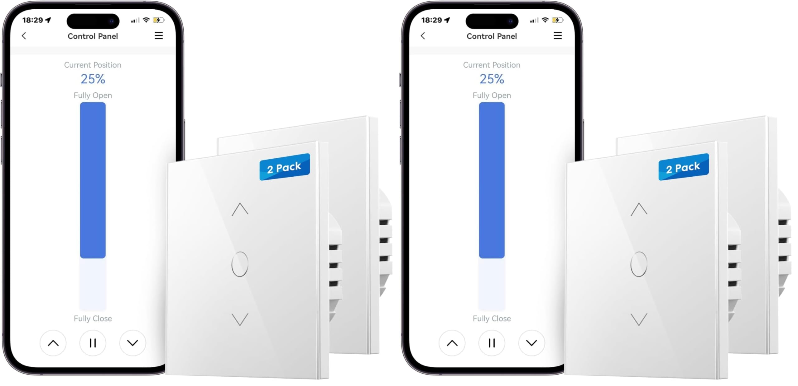 Meross Interrupteur Volet Roulant Connecté (FIL NEUTRE REQUIS), Lot de 4 Interrupteur de Rideau Compatible avec Alexa et Google Home, Contrôle de Pourcentage, Commande Vocale et Contrôle à Distance