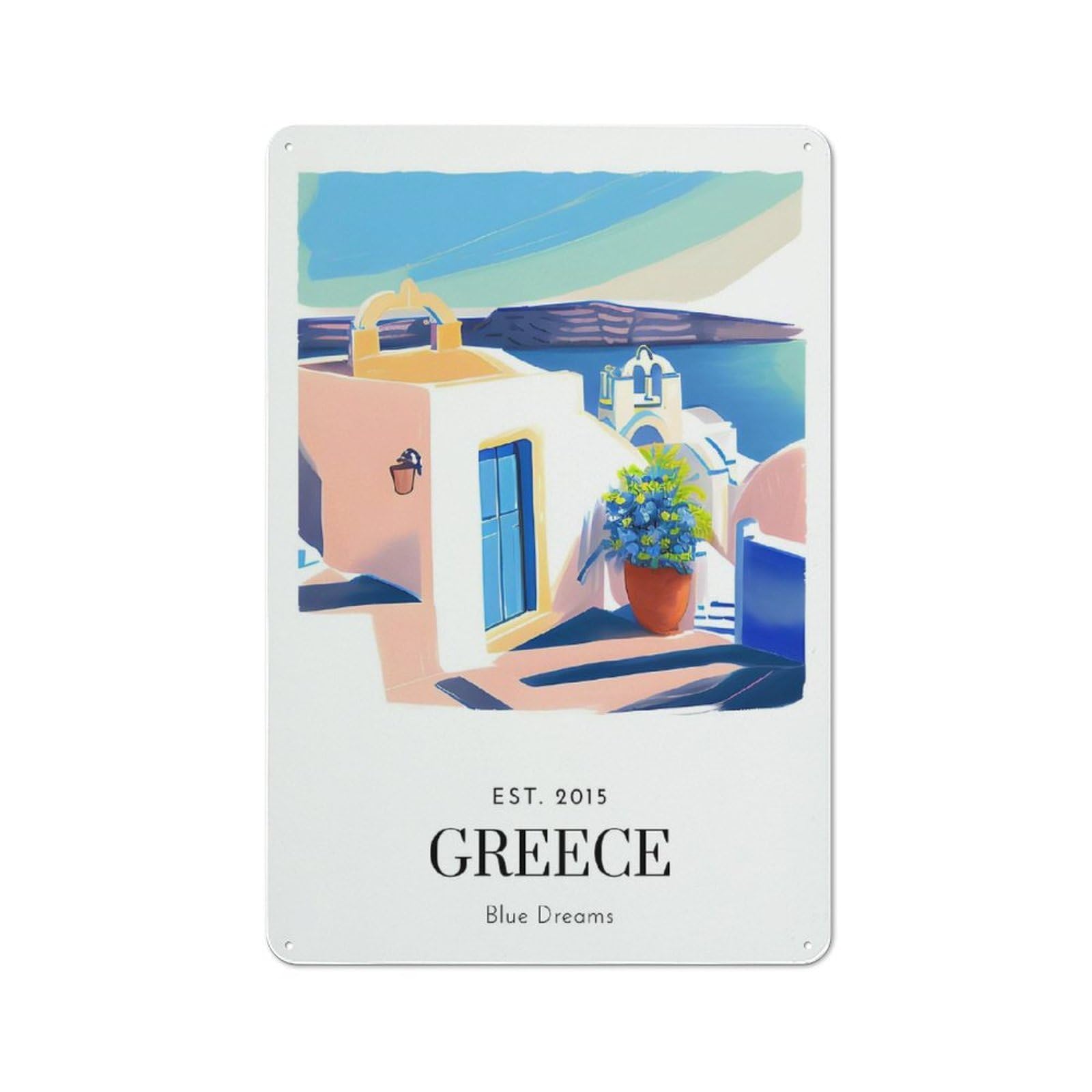 Junmoney Style-13 Beautiful Greece Vintage Metal Sign 30X20cm, Vintage Cafe Wall Decor For Takeaway, Bar, Kitchen Or Counter Area