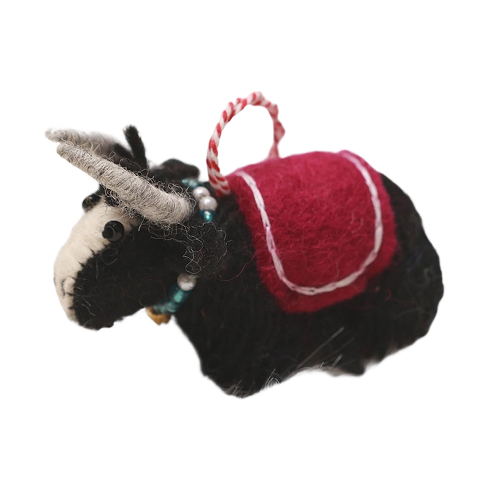NVOQILIN Adorable Woolen Yaks Charm Farm Animal Felted Miniature Decorative Hanging Ornament for Everyday Carry or Present Felt Cattle Hanging Ornament