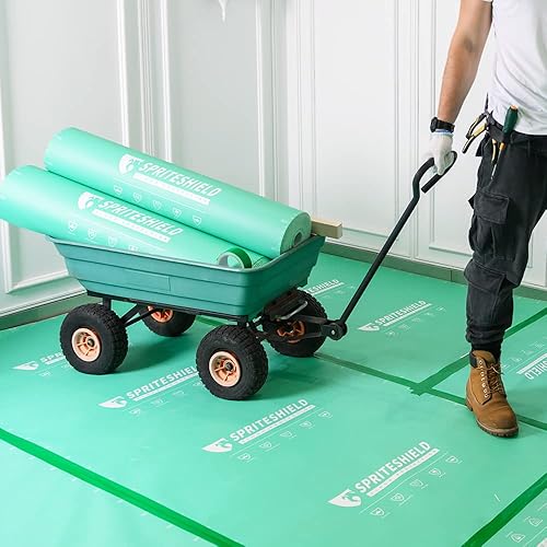 Miniatura 6 de Protección temporal resistente para suelos de 39 pulgadas x 100 pies, para construcción y renovación, color verde, película protectora de superficie