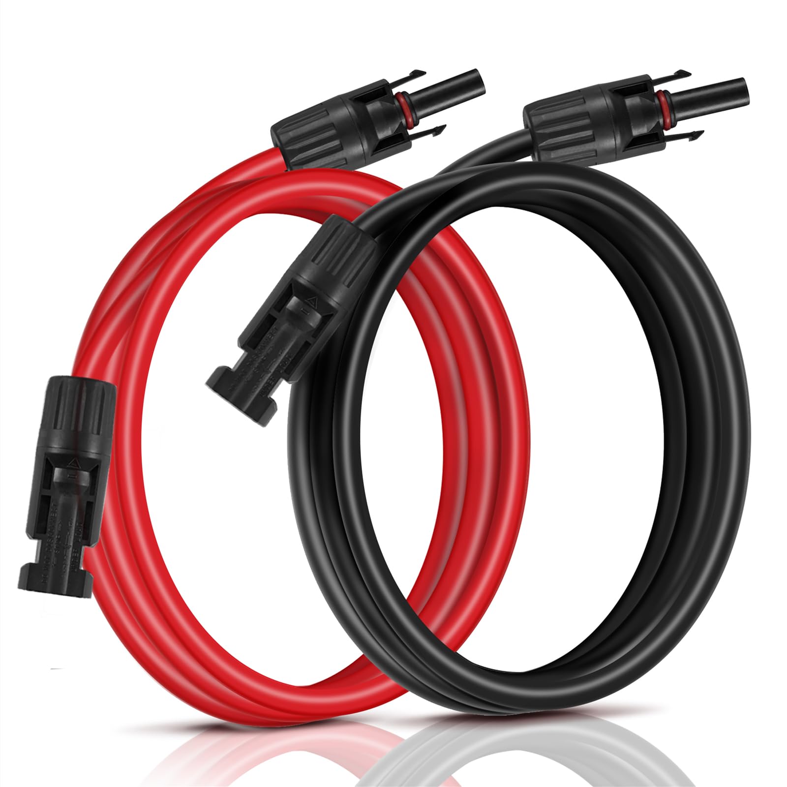 Cavo di prolunga solare con connettori femmina e maschio, 6 m, 10 AWG (rosso e nero)