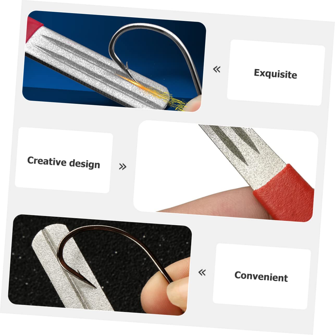 Uonlytech 10piezas Afilador De Anzuelos De Herramienta Portátil Para Afilar Anzuelos De Diseño Mango Antideslizante Accesorio Esencial Para Pescadores