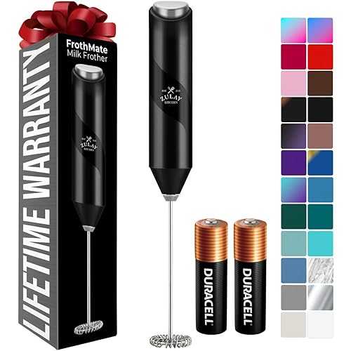 Zulay Kitchen Powerful Milk Frother Handheld with 2 Duracell AA