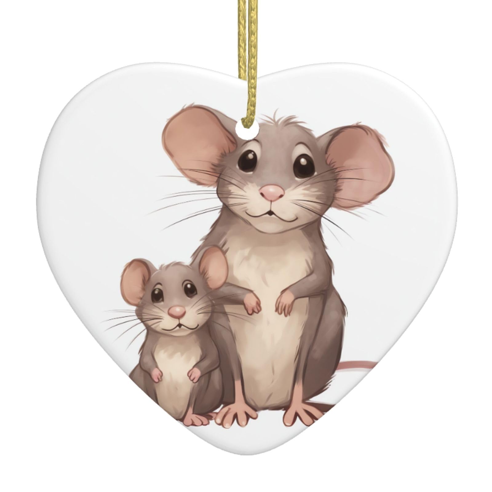 Fodpand Women's White Rats Christmas Ornaments 2025, Gift Exchange For Men, Collectible Ceramic Ornament Heart Hanging Ornaments For Christmas Tree Decoration
