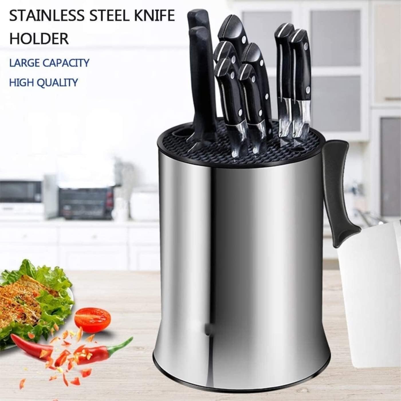 Knife Block Storage Stand Kitchen,Only Selling Cutter Holder,Stainless Steel Creative Knives Rack Inserted Scissors Organizer