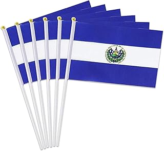 El Salvador Flag Small Salvadoran Flag 12 Pack Mini Hand Held Salvadoran Flags on Sticks for Party Parades Sports Events Patriotic Holiday Decorations