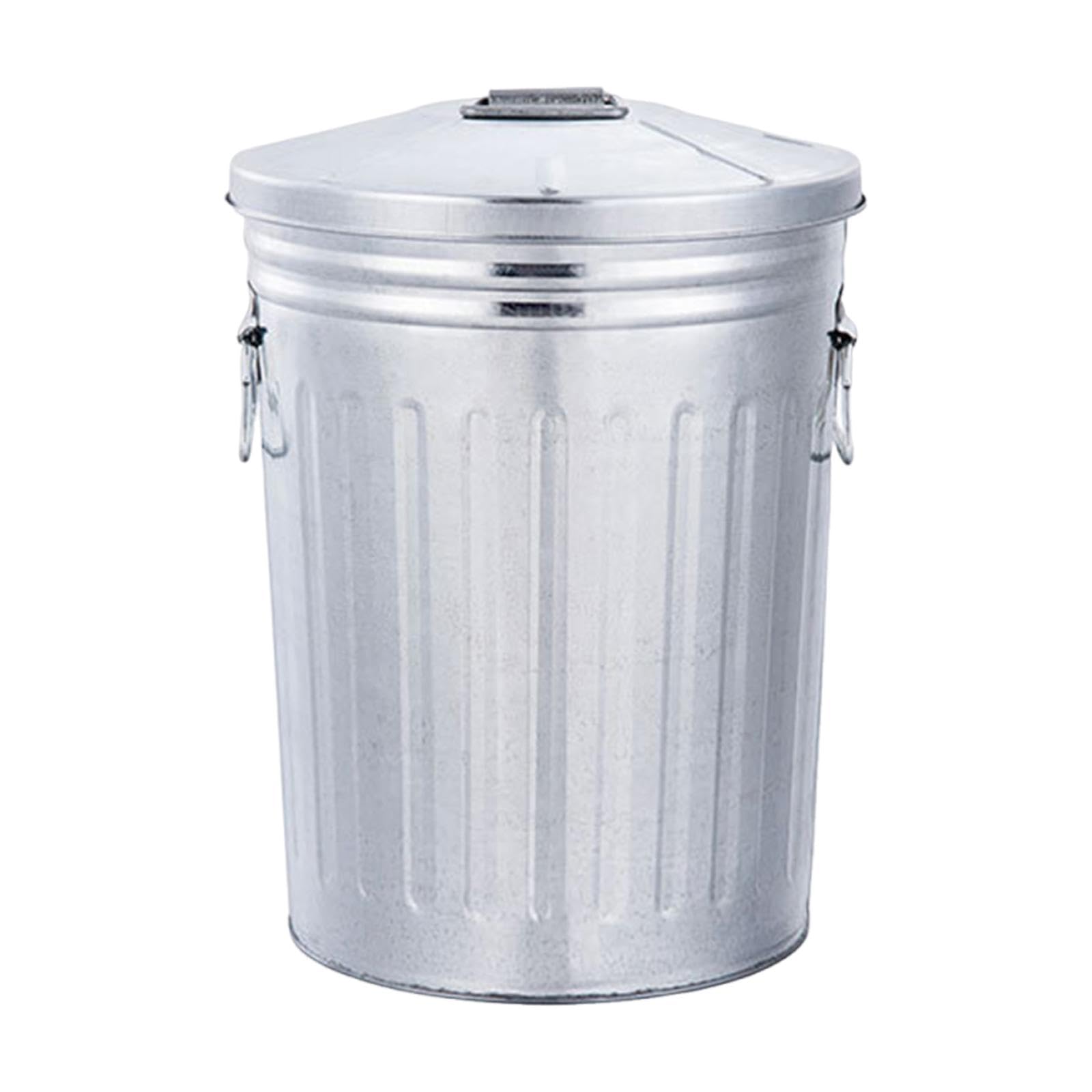 Cubo de Basura Metálico para Exteriores de 8 litros con Tapa Hermética, Contenedor de Compost, Resistente Y Rústico para Residuos.