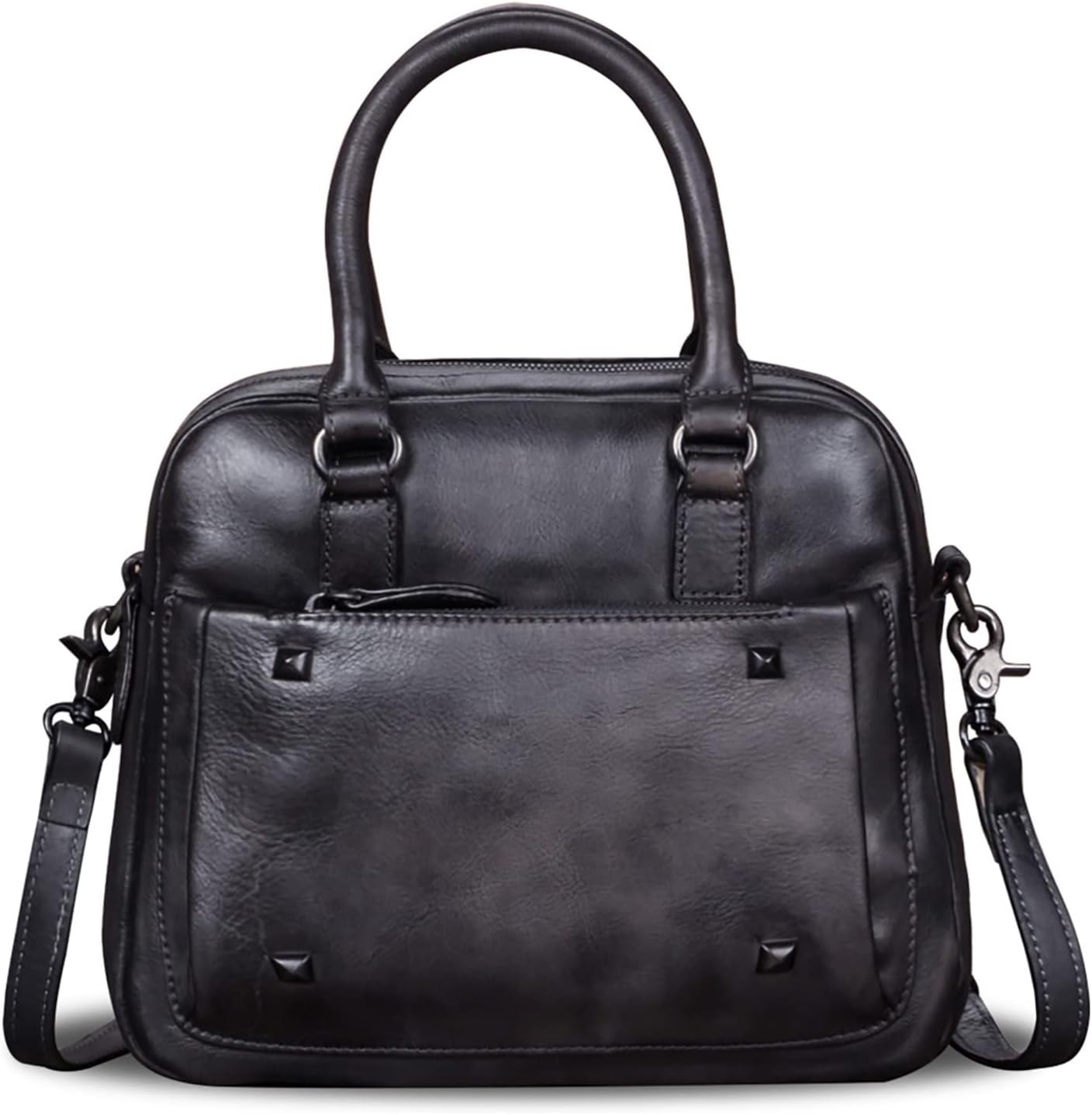 Genuine Leather Satchels for Women Top Handle Bags Handmade Vintage Crossbody Bag Purses Shoulder Bag - Image 2