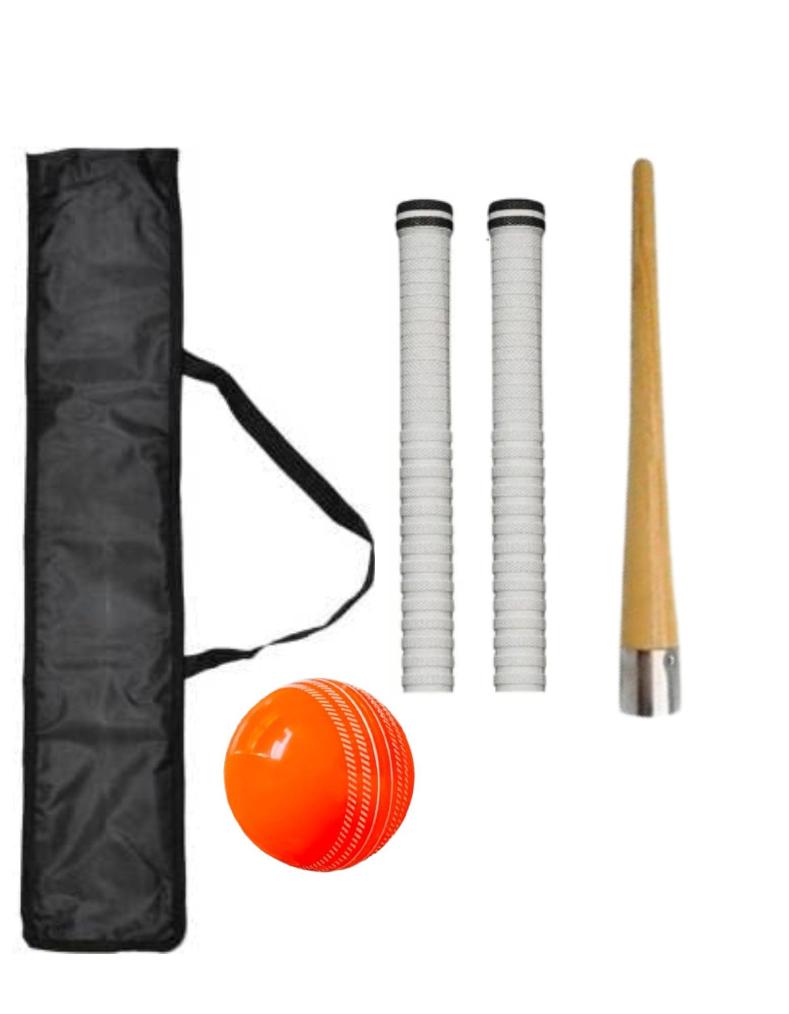 Complete Training Accessories Set – Includes Black Matty Bat Cover, 2 Premium Rubber Grips, Wooden Grip Cone & i10/Synthetic Cricket Ball Cricket Players-image-20