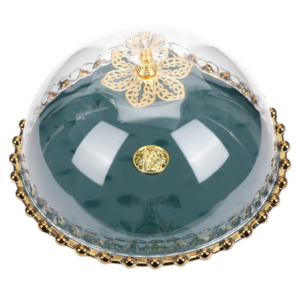 Alzata per torte in ceramica, piatto da portata con coperchio a cupola, supporto per torte e dessert, per feste e matrimoni, 24,5 cm