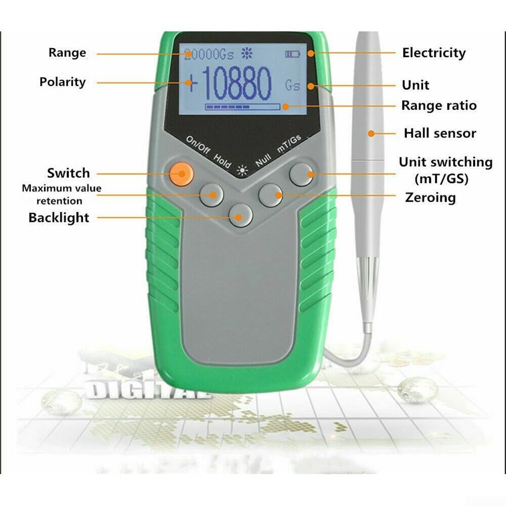 TD8620 Gaussmeter digital 0-2400 mT Magnetfeld-Detektor hohe Präzision mit Sonde