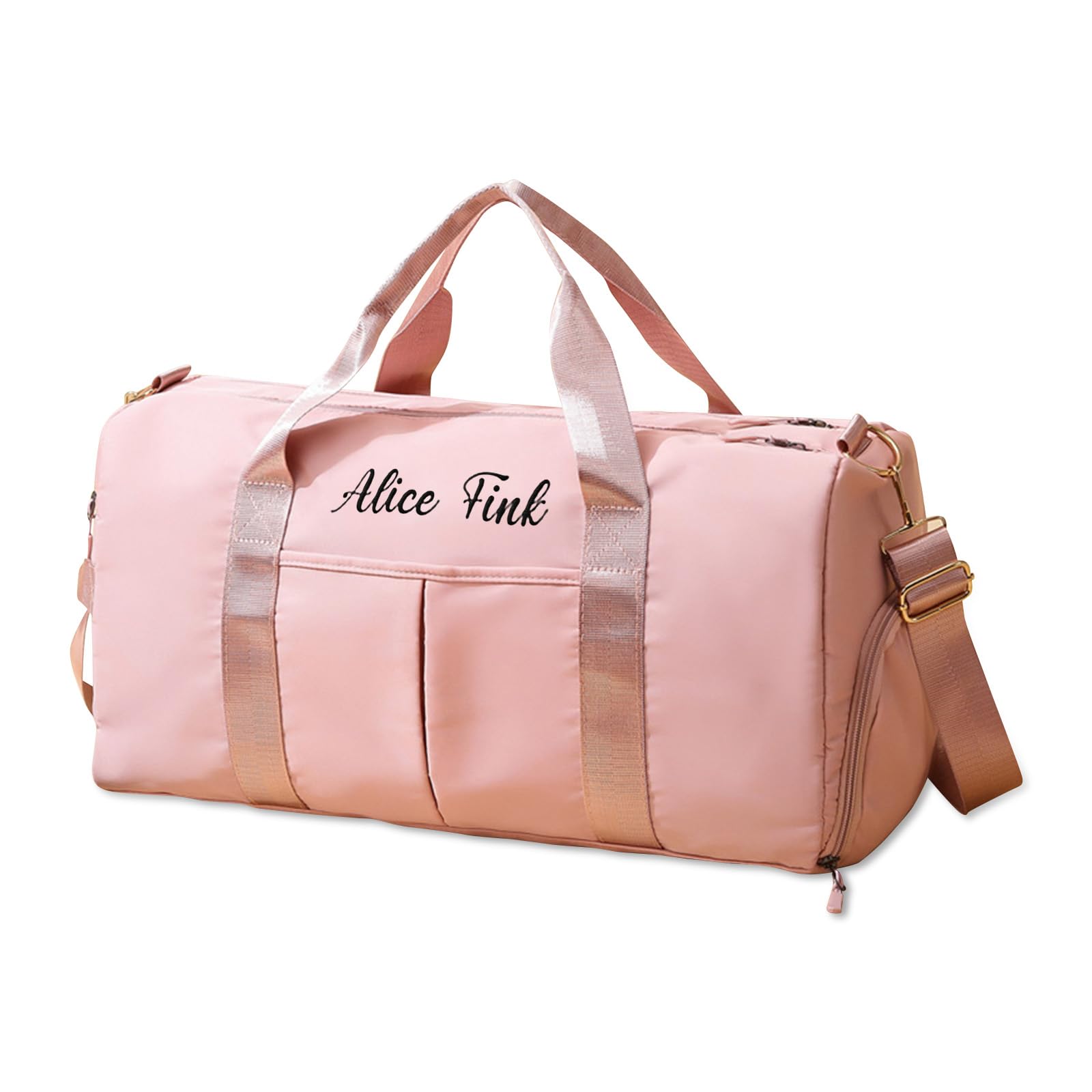 Personalized Duffel Gym Bag for Women,Custom Embroidered Name Weekend Overnight Bag with Shoe Compartment Wet/Dry Pocket