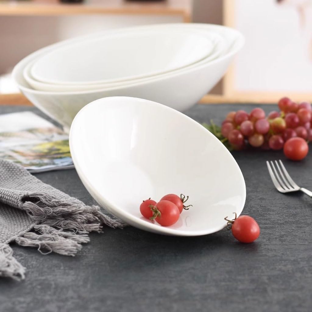 Miski do kuchni czysta biała ceramiczna ukośna miska kreatywna miska na sałatkę owocową miska na makaron domowa zastawa stołowa salaterka, jeden kolor S