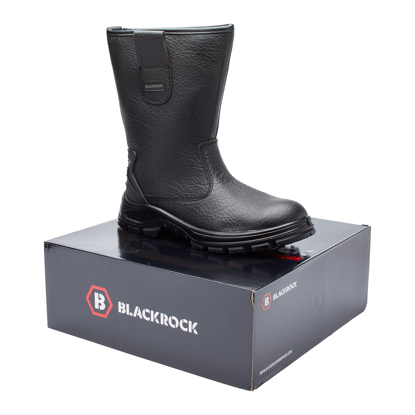Blackrock S1-P SRC Sicherheits-Arbeitsstiefel, Herren/Damen, Stahlkappe | schwarzes Leder, Arbeitsstiefel, Sicherheitsschuhe, Schutz-Zwischensohle, Gartenarbeit, Arbeits- und Gebrauchsschuhe
