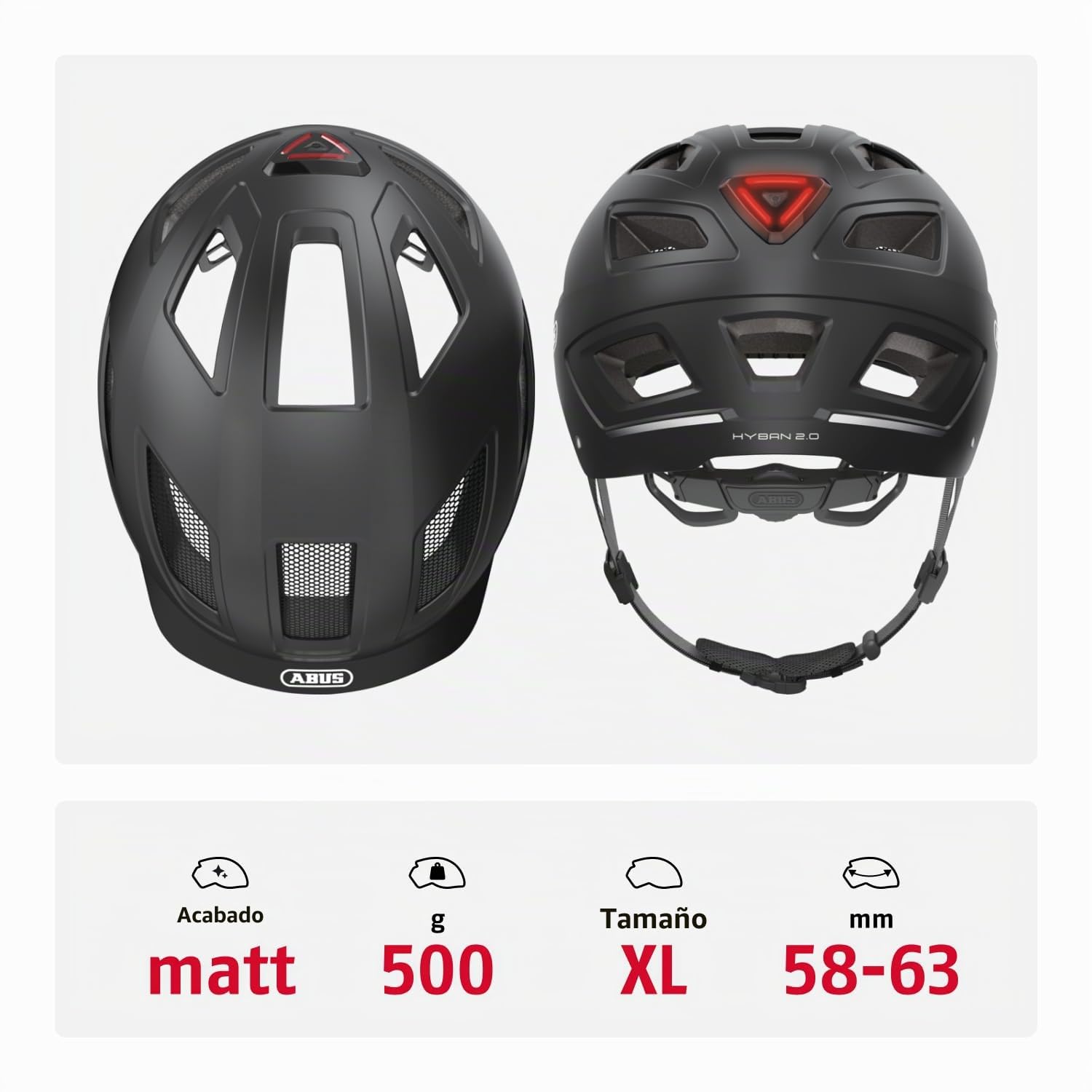 ABUS Hyban 2.0 - Casco de bicicleta urbana robusto para uso diario con carcasa dura ABS - Para hombre y mujer
