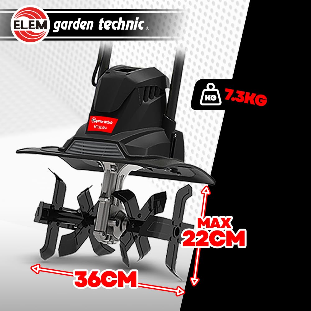 Motobineuse électrique 1050W - 4 Fraises - 36cm - Elem Garden