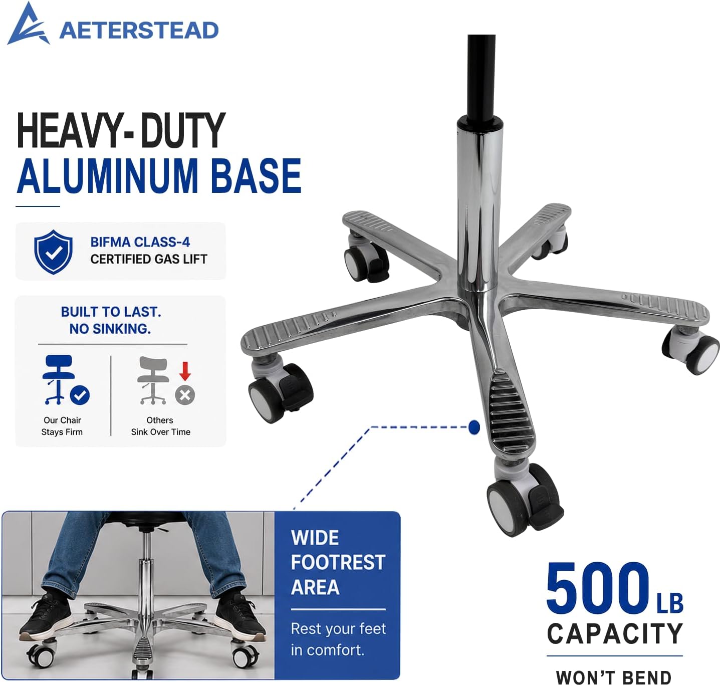 Heavy Duty Dental Assistant Stool Chair | 360° Adjustment Ring, Locking Rubber Casters,Ergonomic Backrest & Arm Support, Adjustable Height, For Salon, Beauty & Tattoo
