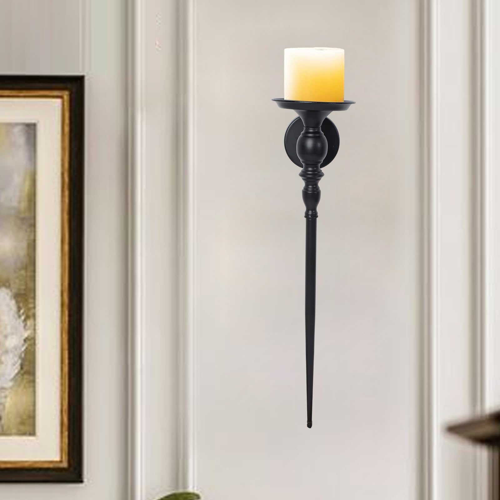 XAGMODSHN Di 2 Eleganti Grandi Appliques In Metallo Da Parete per Decorazioni Per La Casa In Ferro Nero Appeso Holder Candeliere Romance Apparecchi Di Illuminazione