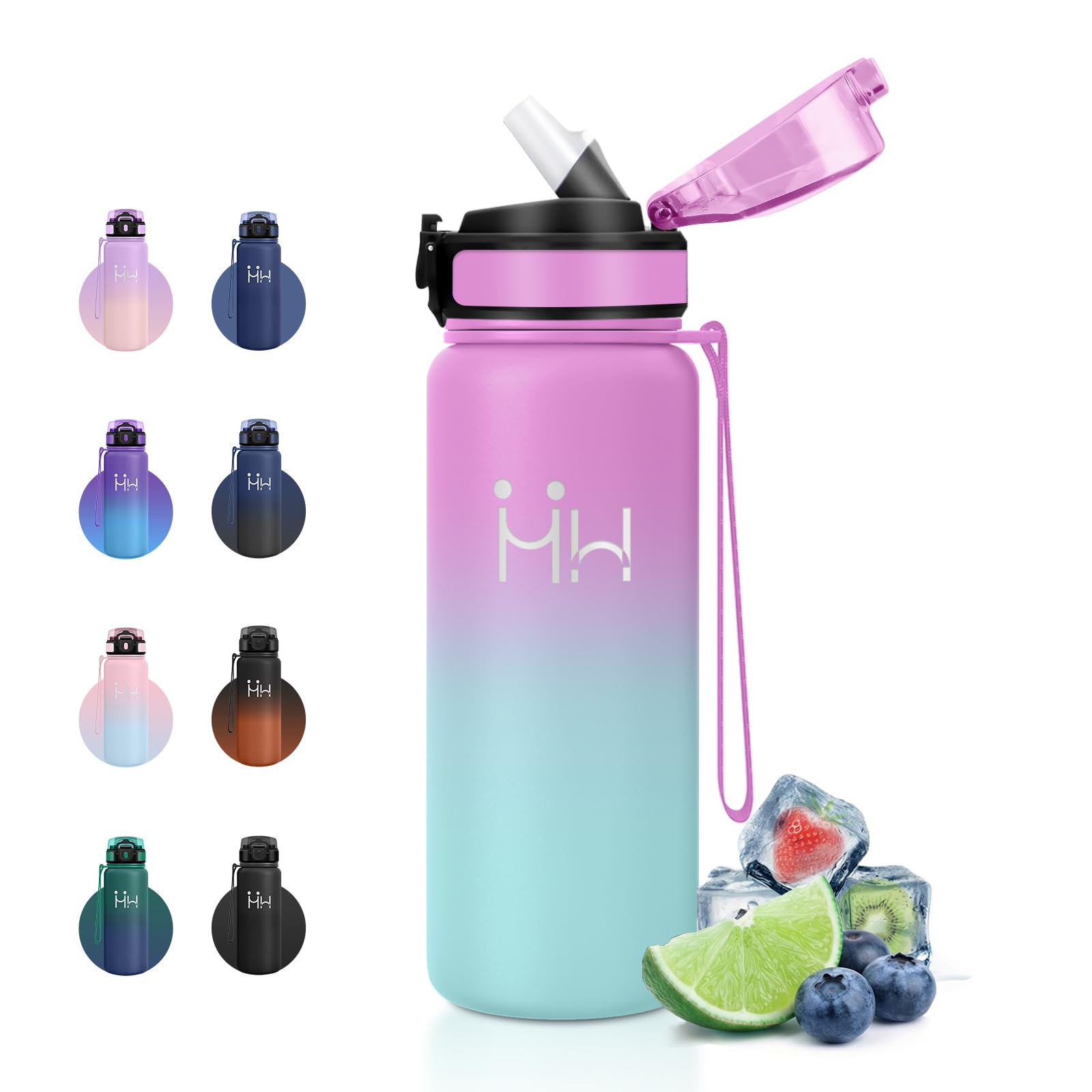 JAPORIA 750ml Insulated Water Bottle with Straw, Double Walled Stainless Steel, BPA Free, Cycling and Traveling Bottle for Gym