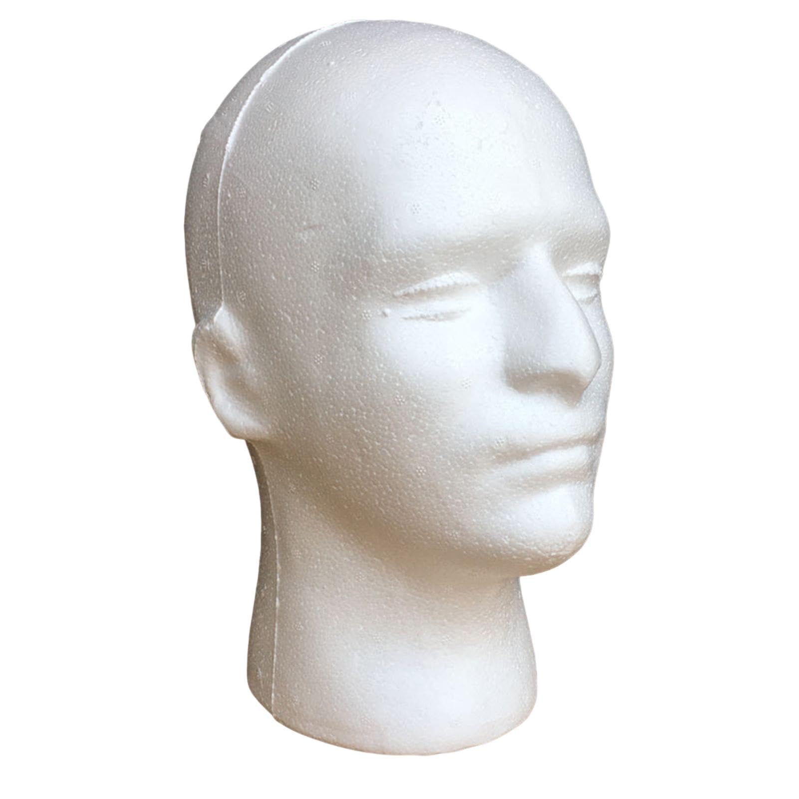 Tinysiry Men's White Foam Man Mannequin Head, Foam Head Form Lightweight Display Stand, Hats Glasses Display Stand Mannequin Display For Masks Hats Wigs Halloween Decoration
