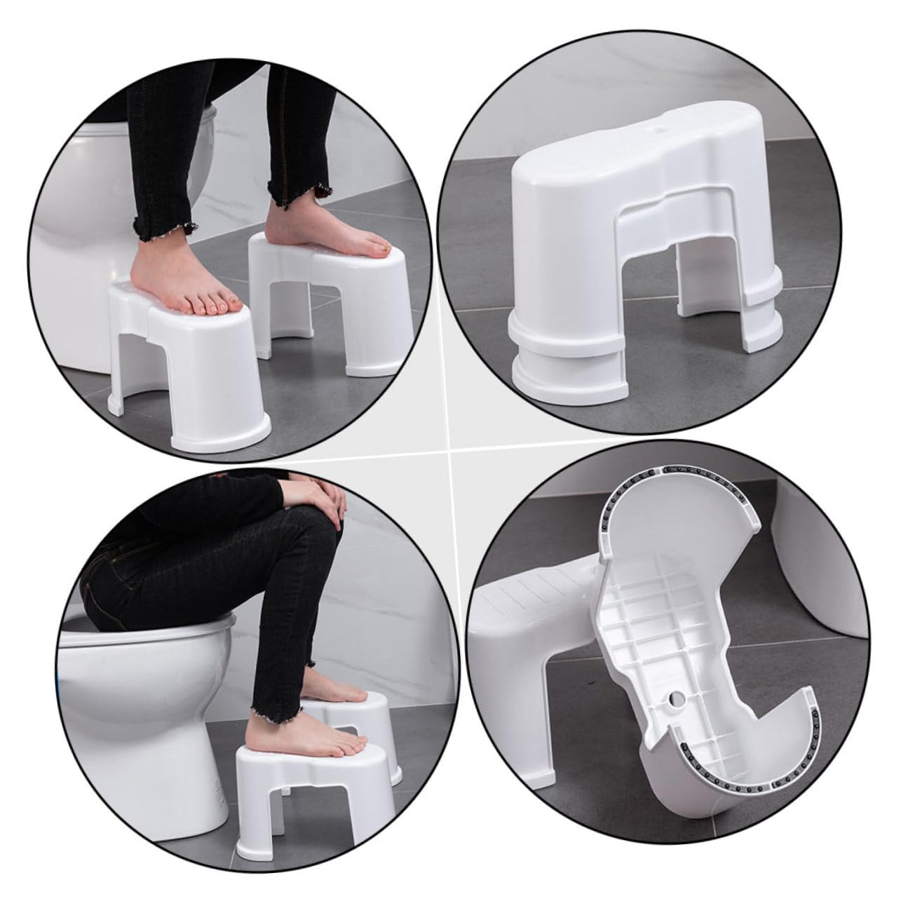 Rutschfester Toilettenhocker aus Dickem Kunststoff 2 Stück Stabiler Fußhocker für Badezimmer Kindersicherer Trittschemel zur Toilettenhilfe