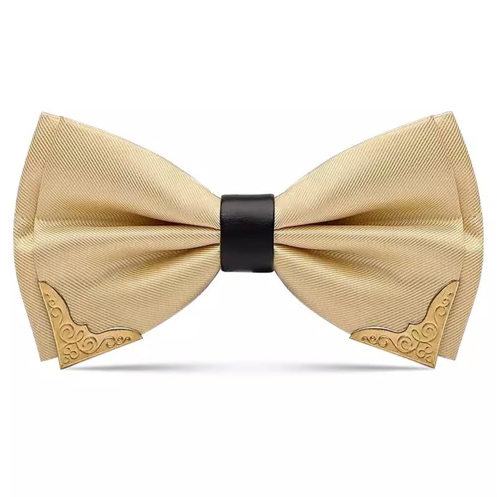 Pajarito Masculino Pajarita con Borde Dorado Pajarita de Boda for Hombre Fiestas, Bodas(Yellow)