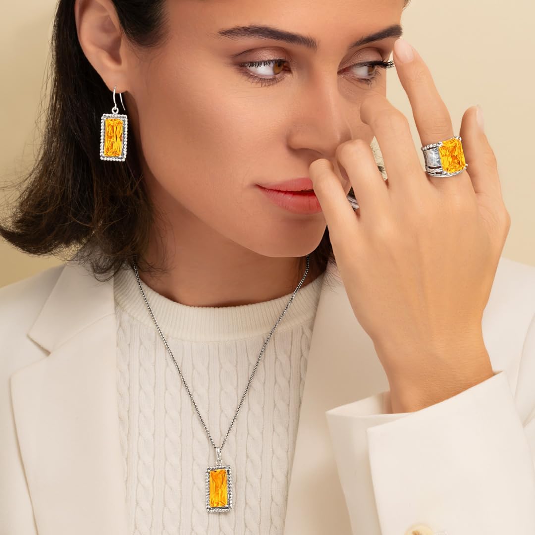 Jean Rachel Jewelry 925 Sterling Silver Dangle Earrings for Women - Baguette with Cubic Zirconia Vintage Design - Hypoallergenic, Lead & Nickel Free - Artisan Handcrafted Statement Earrings - Image 4