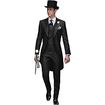 Wemaliyzd Mens Classic Fit 3 Piece Tuxedo Suit Evening Party Blazer Peak Lapel Blazer Vest PantsBlack,36R