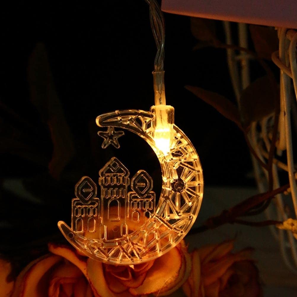 Gulfmew Ramadan Lichterkette – 1,5 M Mit Mond- Und Stern-Motiven, Batteriebetrieben, Warmes Licht