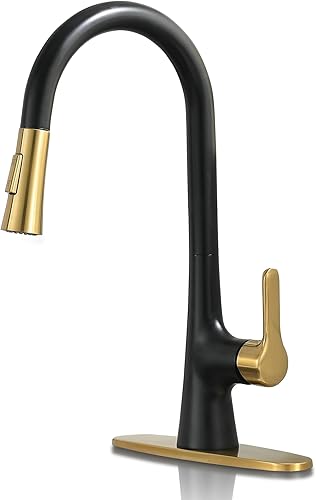 Miniatura 8 de FROPO Grifo de cocina con rociador extraíble, grifo de fregadero de cocina cromado pulido de 1 o 3 agujeros, arco alto de un solo mango, resistente