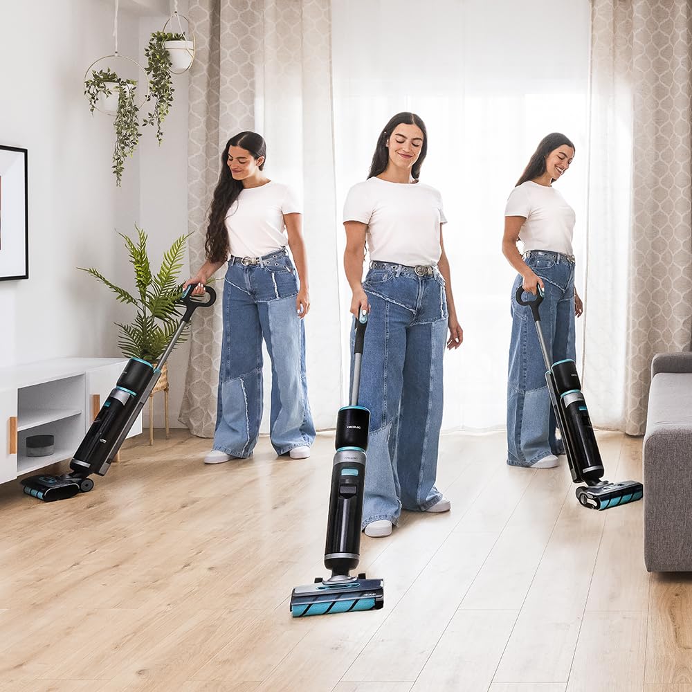 Cecotec Aspirapolvere e Lavapavimenti Intelligente con Base Autopulente FreeGo Wash&Vacuum Elite. 200W, Autonomia 35min, Aspira e Lava Contemporaneamente, Spazzola Autopulizia, Doppio Serbatoio 700ml