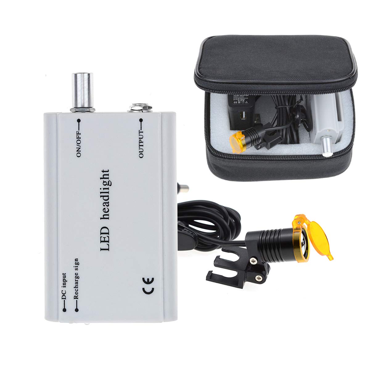 Chirurgische Zahnärztliche 3W LED Scheinwerfer Clip On Taille Hängende Art mit Filter Gürtelclip Stirnlampe für Brille (Silber)