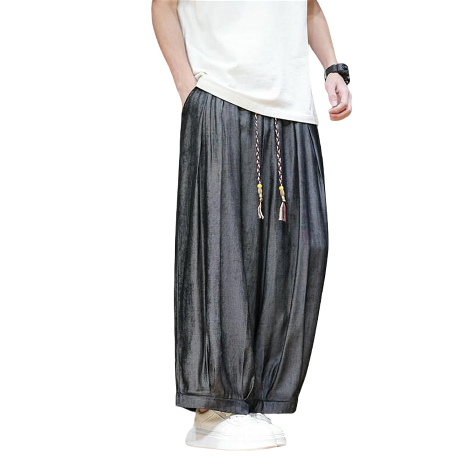 Pantaloni harem da uomo Primavera Estate Leggero Stile Cinese Vestibilità allentata Casual Gamba ampia